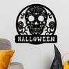 Entrance Door Ornament Skull Metal Sign, Gothic Spooky Skeleton Head Hanging Wall Vintage Style Art for Man Cave, Bar, Bedroom, Garage, Office,