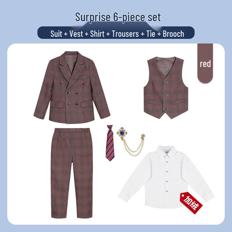 Stilvoller britischer Karoprint-Anzug für Jungen für Hochzeiten & Aufführungen