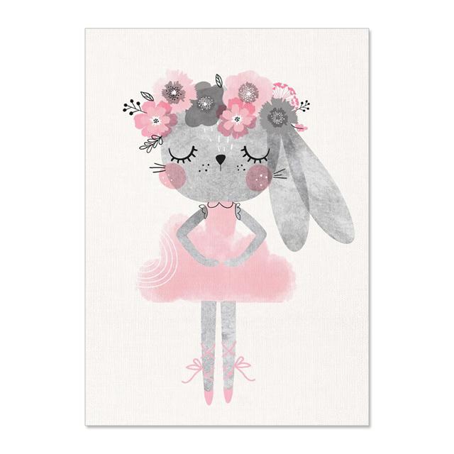 

Танцующий розовый кролик мультфильм животное детская настенная живопись холст картины постеры и принты настенные картины декор для детской комнаты без рамки 21*30cm No Frame