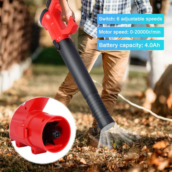 Electric Leaf Blower Cordless 6-Gear Handheld Leaf Blower with 2 Batteries and 1 Charger Battery Powered Leaf Blower Blowing Leaves and Snow