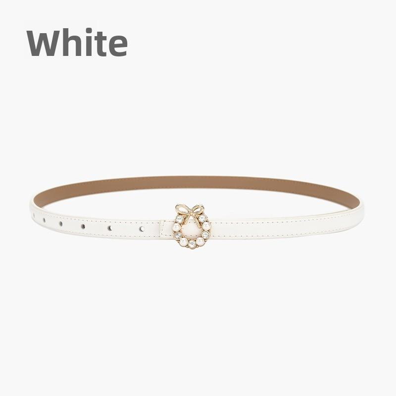 Mei Rhinestone-embellished genuine leather slim belt - women s leather belt 105cm