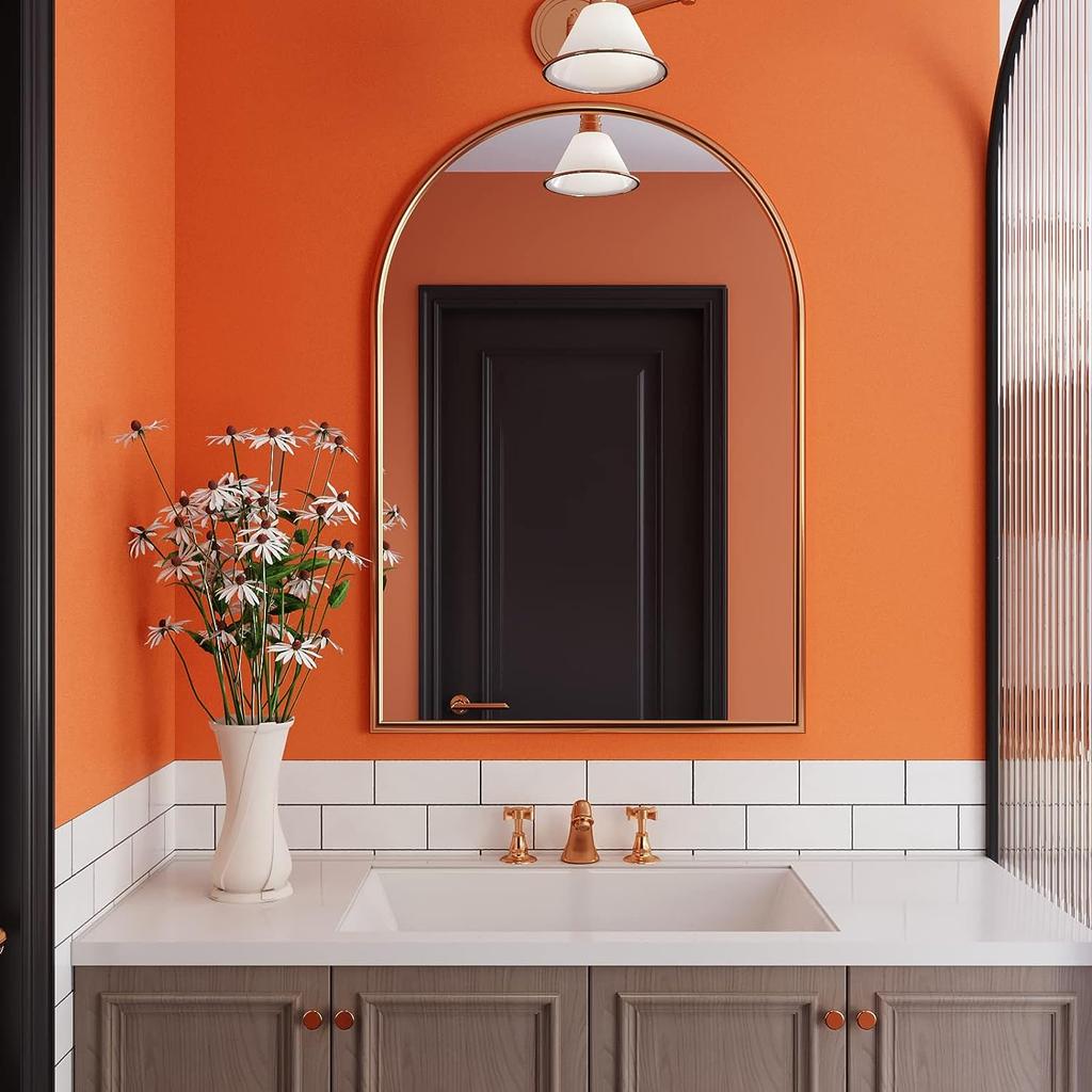 1 Rolle Mat-Orange Selbstklebende Tapete Wasserdicht und Feuchtigkeitsbeständig Selbstklebend Schlafzimmer TV-Hintergrundwand Schreibtisch Kleiderschrank