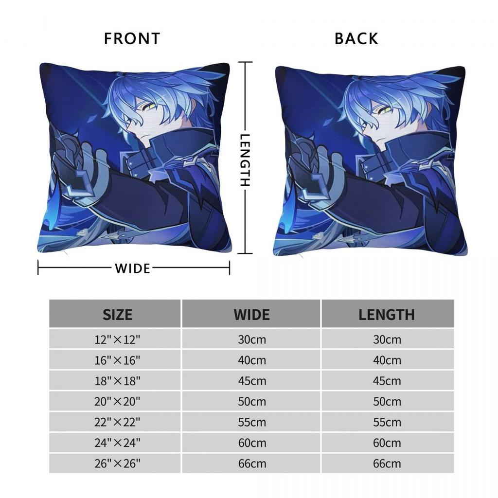 Game Role Flins Genshin Square Pillowcase Cushion Cover Pillow Case Throw Pillow Cover for Home Sofa Living Room