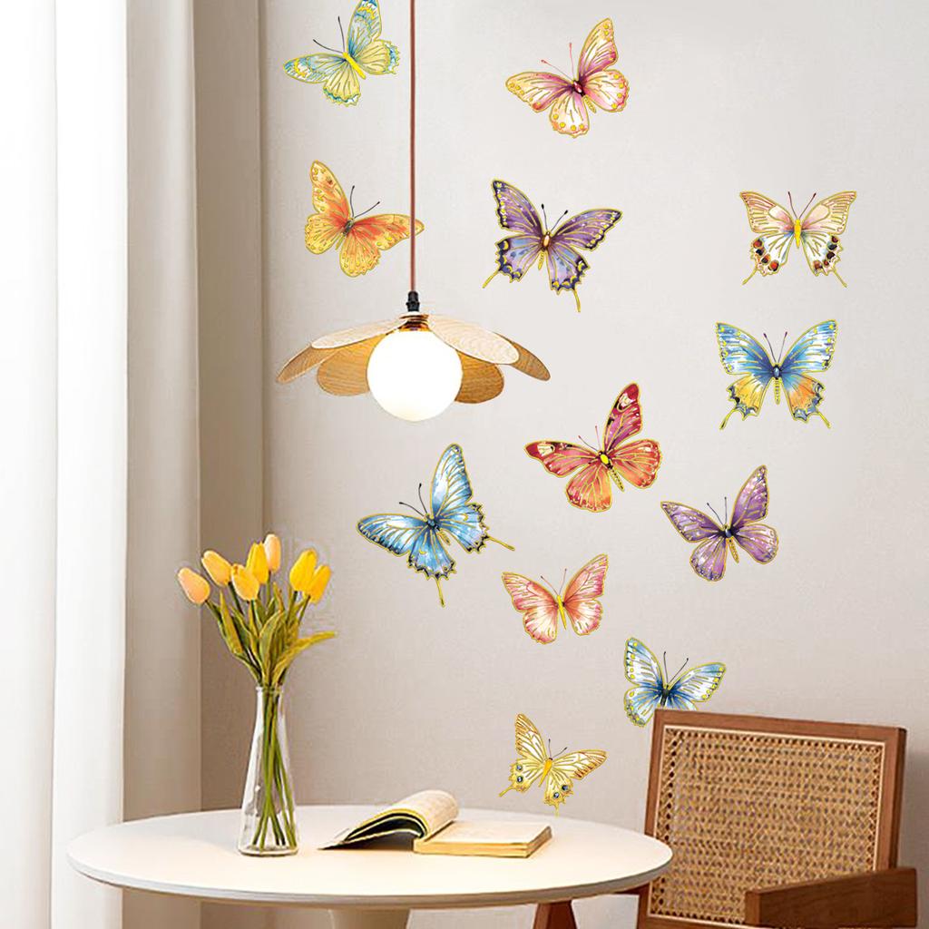 Tj11000 Creative Cute Multi-Colored Butterfly Wall Sticker Beautify Decoration Living Room Bedroom Background Self-Adhesive Wall Sticker