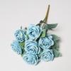 7 Heads Rose Artificial Flower Rolled Edge Green Leaves Faux Flower Multicolor Photo Props Simulation Rose Flower