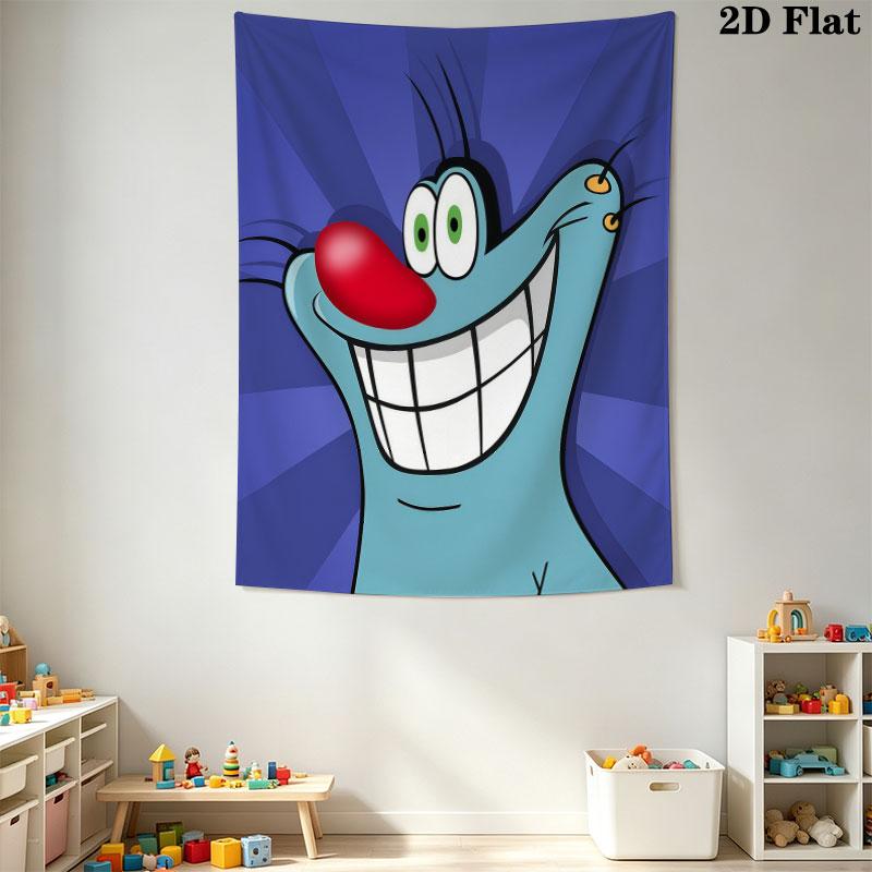 Oggy Wall Tapestry Aesthetic Wall Hanging Printed Fabric Blanket Decorative Tapestries for Bedroom Living Room Home Decor