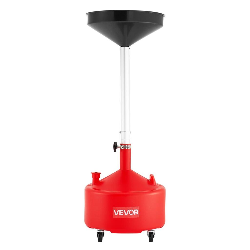 30L Waste Oil Drain Tank, Industrial Fluid Drain Tank with Adjustable Funnel Height, Portable Oil Drainer with Wheels, Fluid Fuel Transfer Drainage
