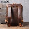 Vintage-Style Genuine Leather Backpack - Large Capacity, Adjustable Straps for Travel & Laptop Storage, Deep Brown