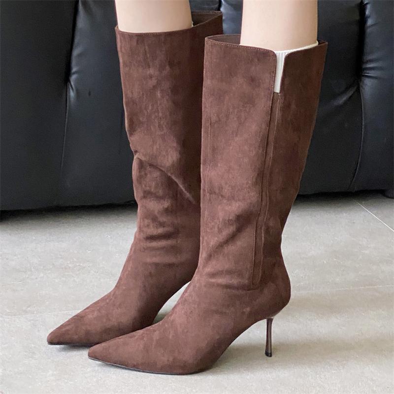 Fashion Eilyken 2026 Autumn Winter Pointed Toe Woman Knee-High Long Boots Street Style Thin High Heels Banquet Party Shoes