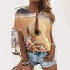 Summer Guitar Instrument Floral 3D Print T-Shirts Women Casual Short Sleeve Round Neck T Shirt Harajuku Tees Top Female Clothing