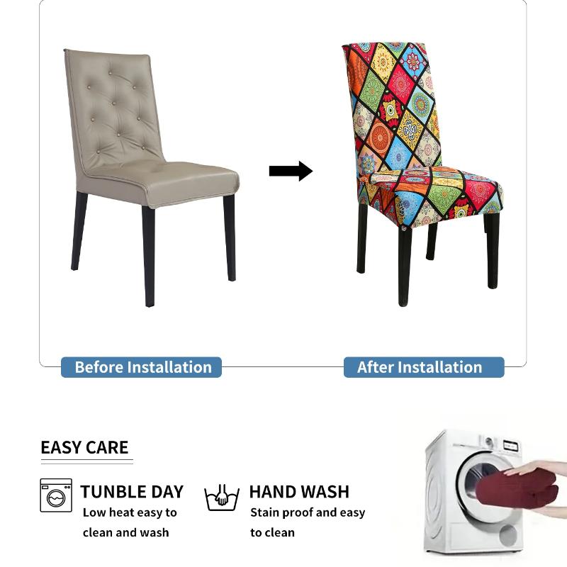 4/6pcs Stretchy Dining Chair Covers with Floral Print - Removable & Machine Washable Slipcovers for Living Room Restaurant Decor