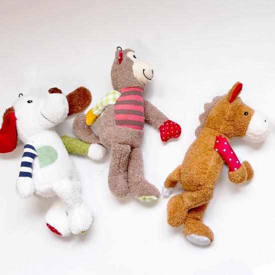Pet Toy Cartoon Monkey Chicken Horse Design Anxiety Relief Pet Toy with Sound Design Bite-Resistant Interactive Plush Puppy