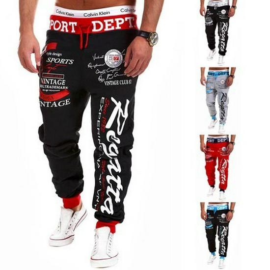 Euro-American Trendy Printed Men's Drawstring Pants - Autumn/Winter Fashion, Loose Fit, Sports Style
