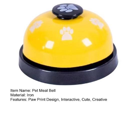 Pet Meal Bell with Anti-Slip Base for Dogs And Cats Interactive Training Bell with Crisp Ringing Tone Metal Colorful Paw Print