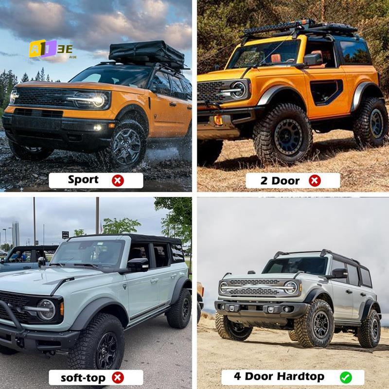 A03E-For Ford Bronco 4 Door - Car Pillar Posts Trim Kit Anti Scratch B Pillar Molding Cover Center Window Stickers