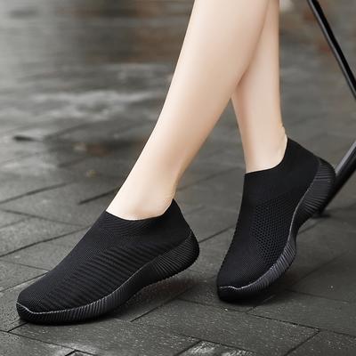 Femmes baskets chaussures vulcanisées chaussette baskets femmes été sans lacet chaussures plates femmes grande taille mocassins marche plat