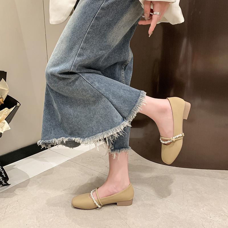 Gentle single shoes women's Mary Jane shoes French skirt 2025 Doudou evening evening breeze spring and autumn with pearl flats