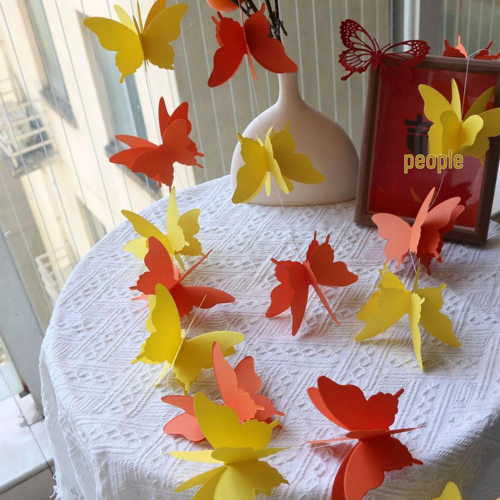 Colorful 3D Paper Butterfly Garland for Party, Wedding, and School Decoration