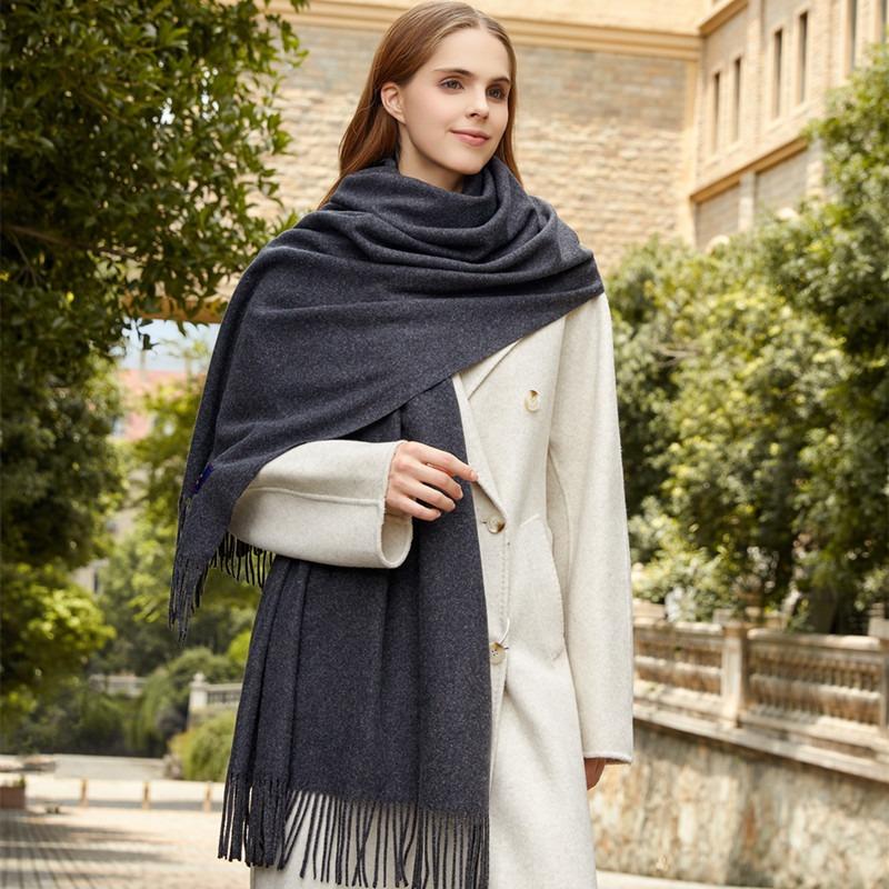 Wool Scarf Winter Couple Cashmere Scarf Women's High End Versatile Solid Color Scarf
