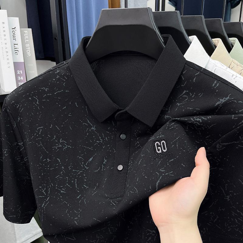 Summer Printed Men's Polo Lapel Collar Daily Wear Commute Casual Breathable Short Sleeve T-Shirt Versatile