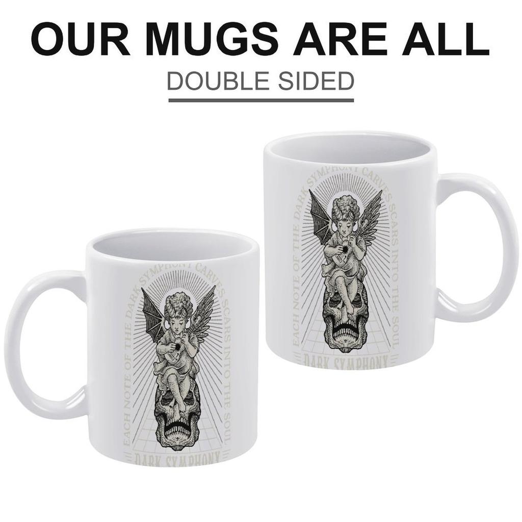 11oz Weiße Keramiktasse mit glänzender Oberfläche und bedruckter Beschichtung, Hitzebeständige Tasse für Kaffeepausen und täglichen Getränkekonsum