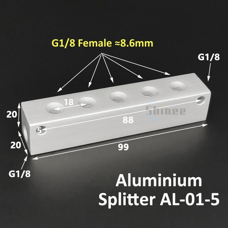 Aluminium Splitter 1/8" 1/2" BSP Internal Thread Port 2 3 4 5 6 7 8 9 10 Way 1/4 Pneumatic Air Manifold Distributor Connector