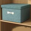 Japanese Style Storage Box Cotton Linen Fabric Durable Covered Organization Box Drawer-type with Lid Foldable Wardrobes