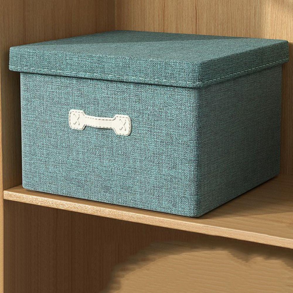 Japanese Style Storage Box Cotton Linen Fabric Durable Covered Organization Box Drawer-type with Lid Foldable Wardrobes