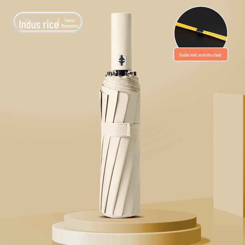 24-Rib Automatic Folding Umbrella: Dual-Use Parasol for Sun & Rain, UV Protection, Customizable for Advertising