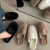 Suede with skirt, flat-bottomed fluffy shoes for women, French gentle wind in autumn and winter, simple commuting, versatile bag head fluffy drag