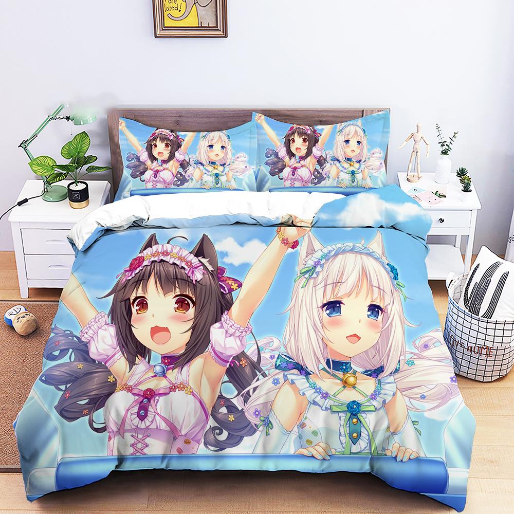 Anime Nekopara Sexy Girl Bedding Set Boys Girls Twin Queen Size Duvet Cover Pillowcase Bed Kids Adult Home Textileextile