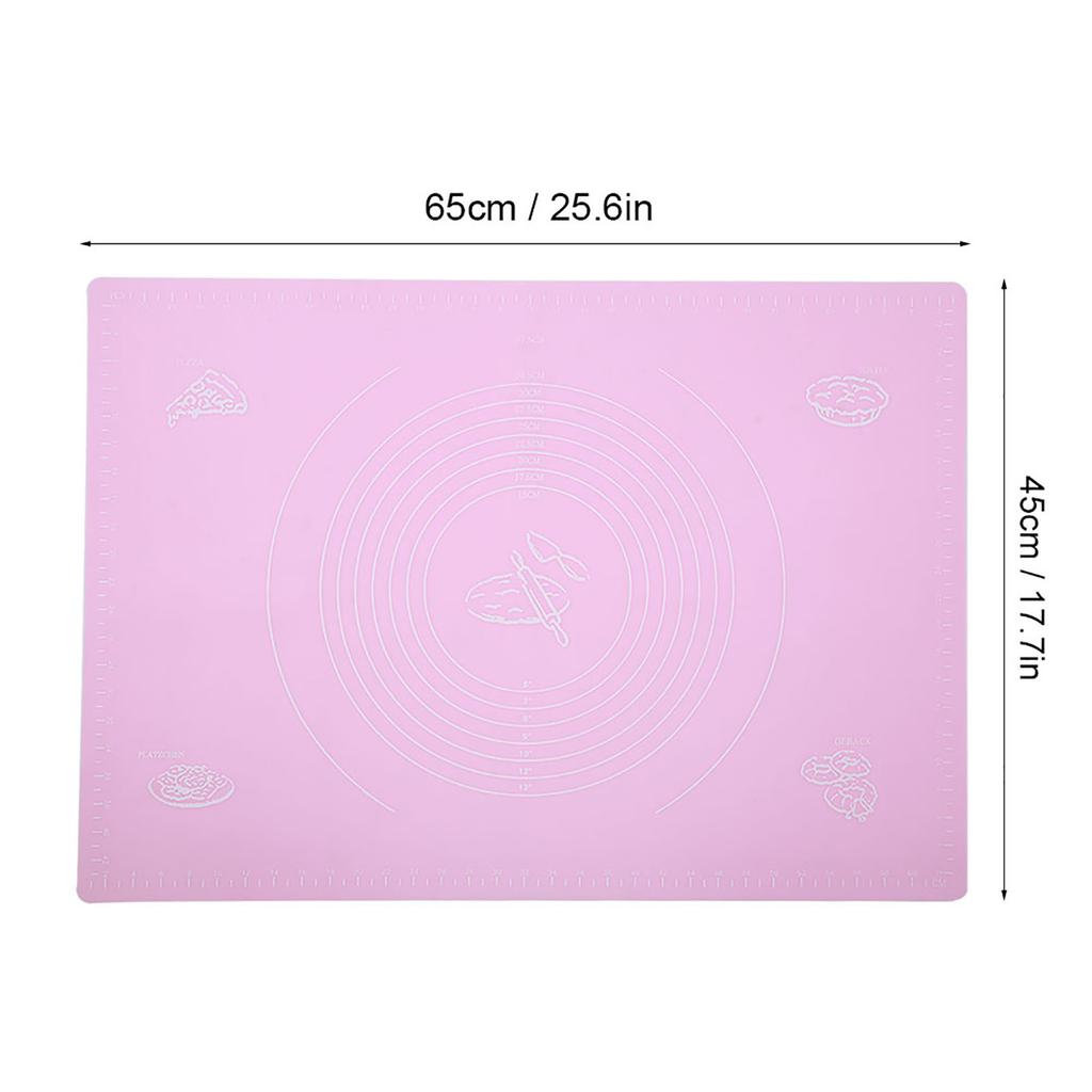 Household Silicone Non-Stick Baking Mat with Scales Rolling Dough Pad Kitchen Baking Tools(Pink 45x65cm)