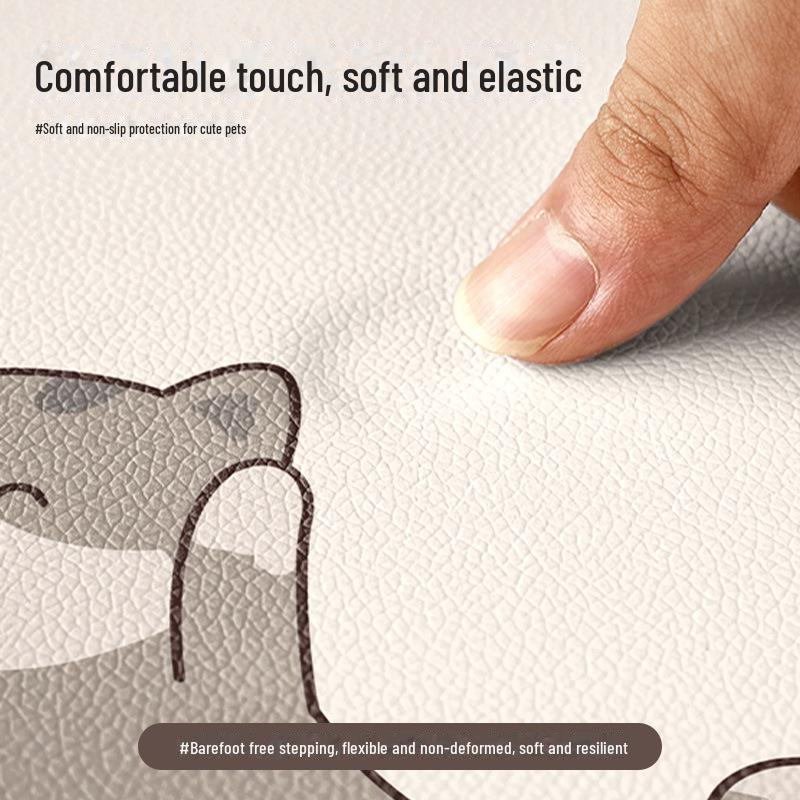 Alfombrilla Impermeable Antideslizante para Mascotas de Dibujos Animados: Cuero Duradero, Alfombra de Piso Lavable para Casa o Parque de Juego de Gato y Perro