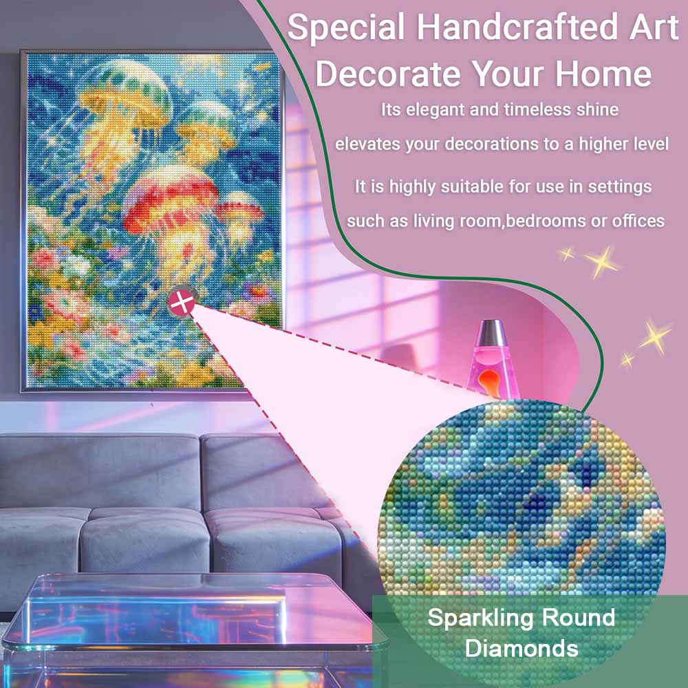 Jellyfish underwater ocean sea world Diamond painting DIY 5D home room decoration kit