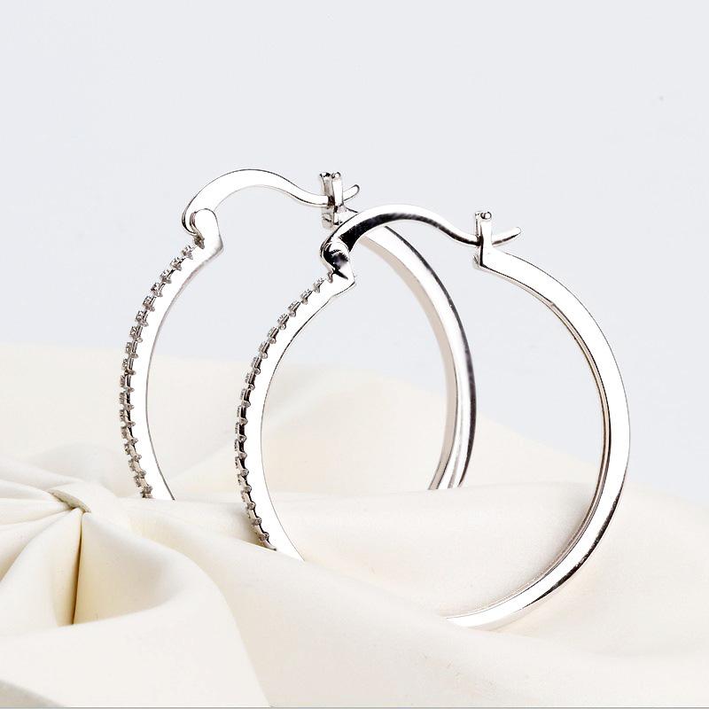 Huitan Color Big Circle Earrings with Dazzling CZ Fashionable Ear Hoop Earrings for Women Temperament Female Jewelry