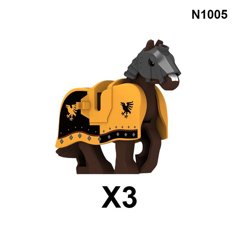 Military Building Blocks Medieval Solider Knights Equipments Mount War-Horse Wolf Flag Vests Shields Fiery Dragon Mini Brick Toy