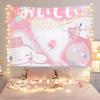 Sanrio Gemini Twin Stars Colorful Tapestry Wall Hanging Hippie Flower Wall Carpets Dorm Decor Wall Kawaii room decoration
