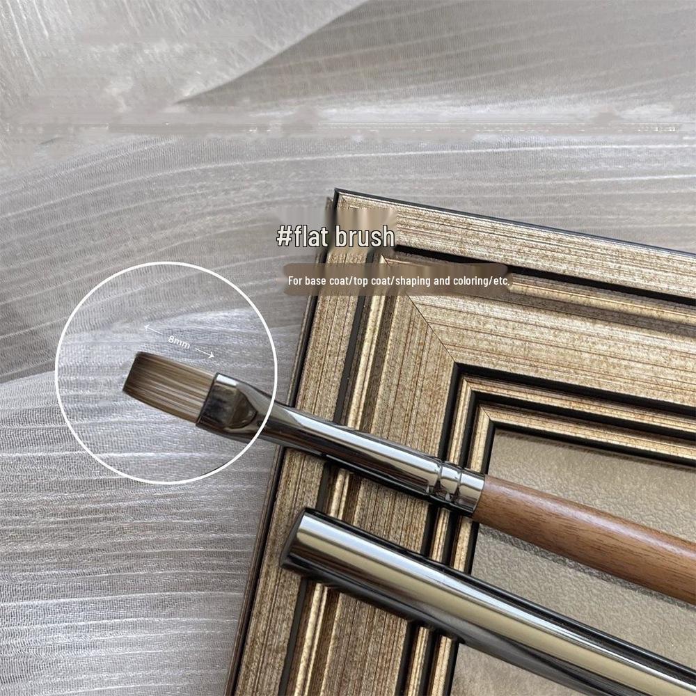 Walnut Wood Nail Art & Watercolor Brushes Set: High-End Blending & Liner Tools for Gradient Painting.