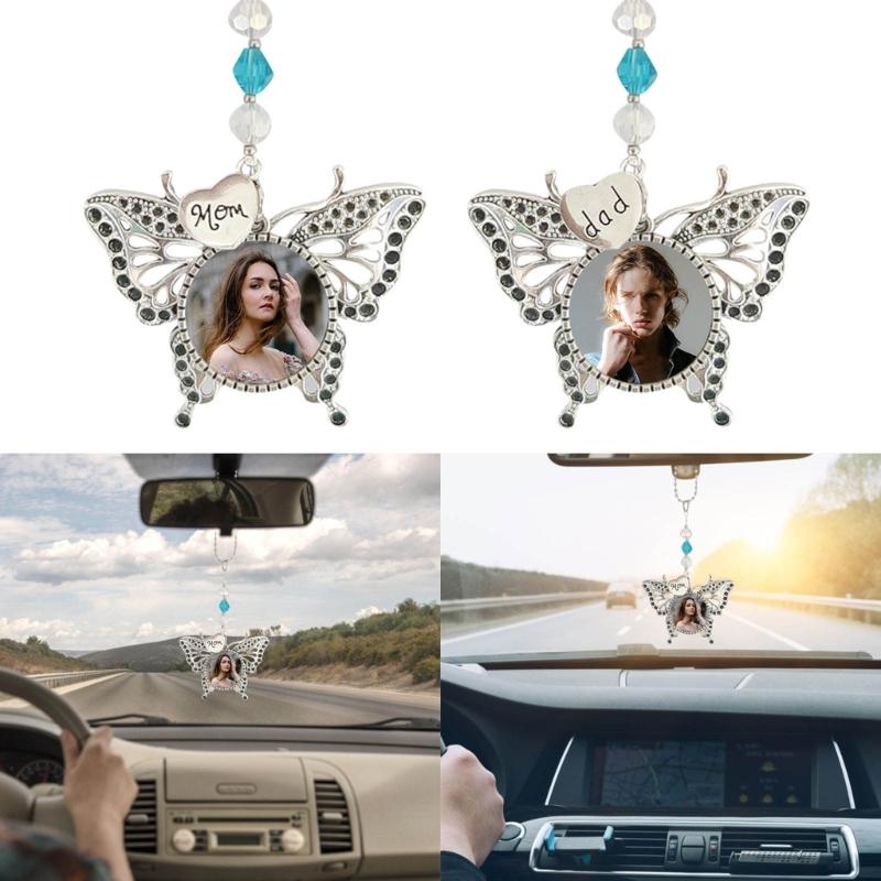 Stylish Silver Butterfly Shaped Car Interior Accessory Sublimation Blank Rearview GlassesPendant Auto Auto Hangings