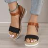 Women's Fabric Platform Sandals with High Wedges, Stylish Women's Fabric Padded Wedge Sandals