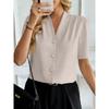 Women's New Summer V-neck Fashion Button Casual Business Short-sleeved Shirt