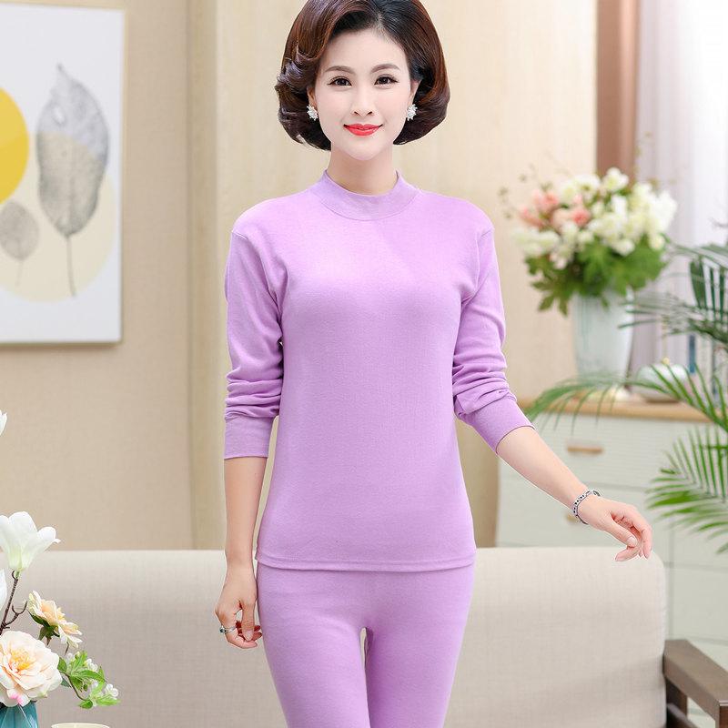 Women's Plus Size Cotton Warm Long Johns Set - Autumn Grandma Style