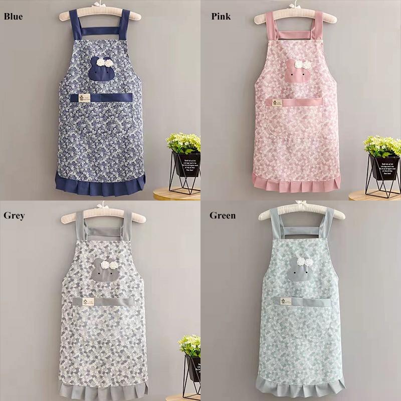 Cute Korean Style Anti-Oil Breathable Cotton Apron For Women Home Kitchen Cooking Breathable Wear Apron Floral Apron