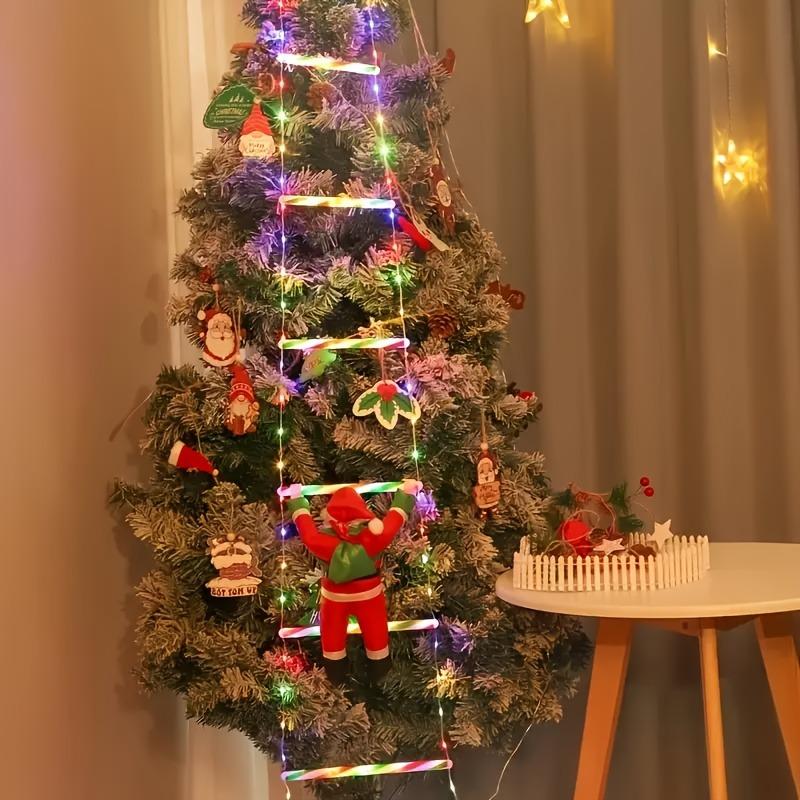 1.7m/3m LED Christmas Santa Climbing Ladder Lights Outdoor 3m Christmas Decorative Ladder Track Light with Santa Claus Xmas 2025