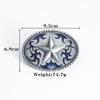 Pentagram Men's Cowhide Belt - Retro Smooth Buckle, Wide 130cm Decorative Trouser Belt