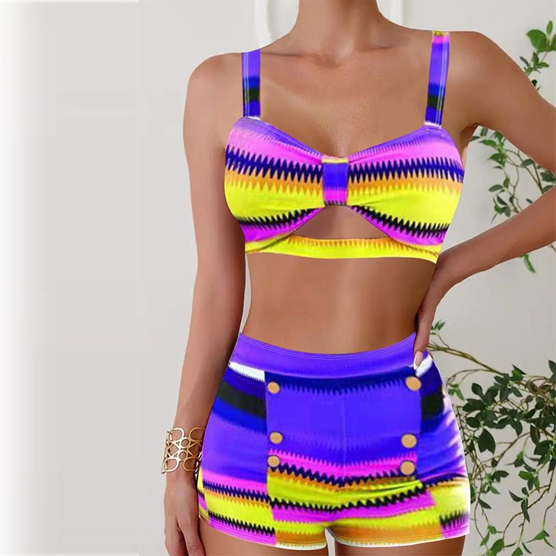 

Женские купальники танкини, купальник из 2 предметов, разноцветные купальные костюмы для отпуска 5XL фиолетовый