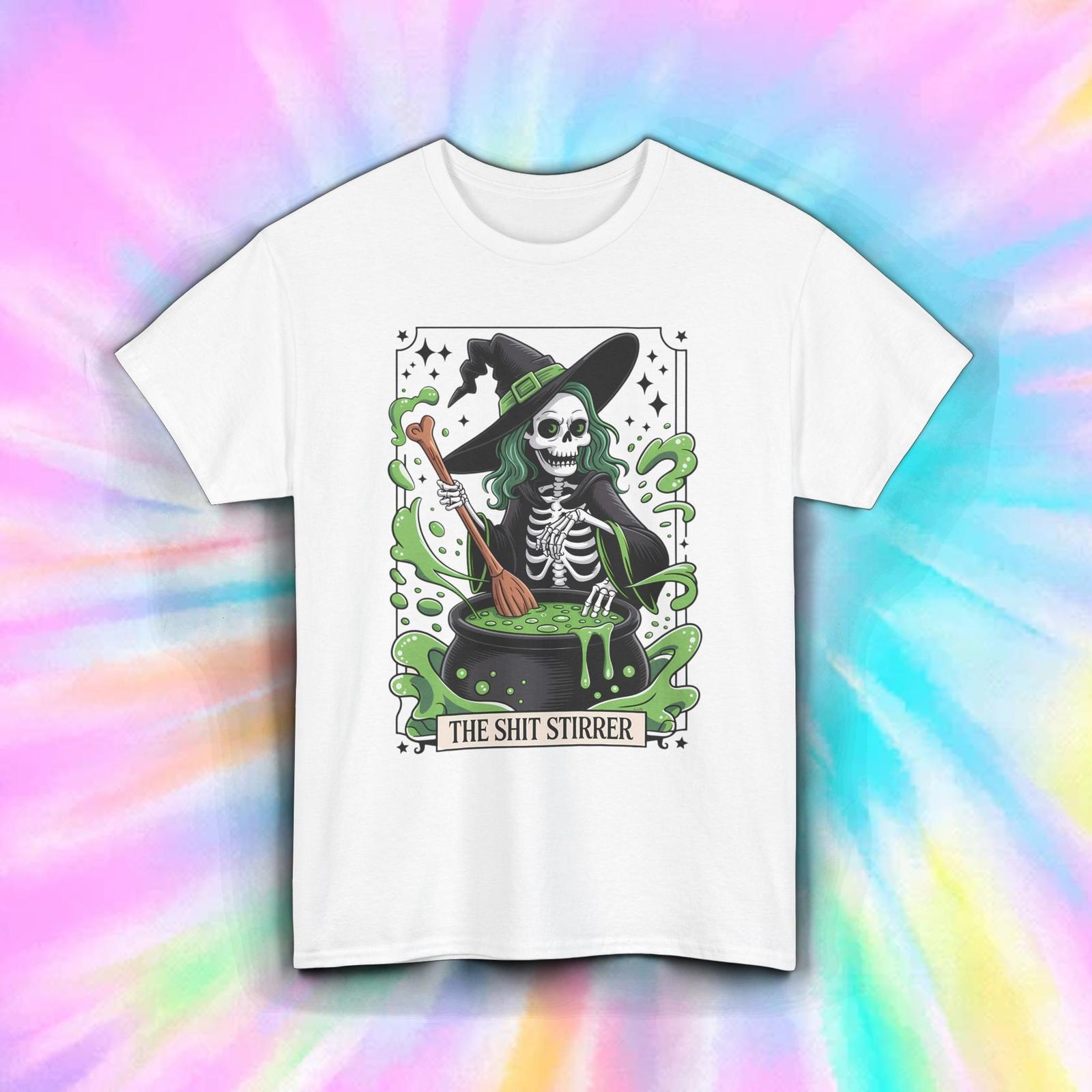 Witch Skeleton Cauldron Sh*t Stirrer Funny Halloween Sarcastic Tee S-5XL XXXL