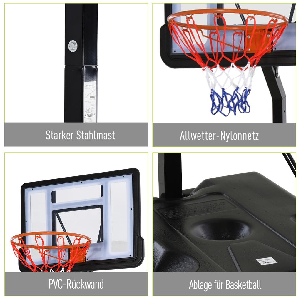 Portable 10ft Basketball Backboard Hoop Set Professional Outdoor Freestanding Basketball Stand with Wheels for Adults and Children