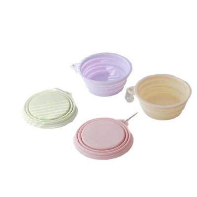 1PC Hanging Dog Pet Folding Silicone Bowl Outdoor Travel Portable Food Water Container Feeding Tray Bowl Macaron Color Pet Supplies