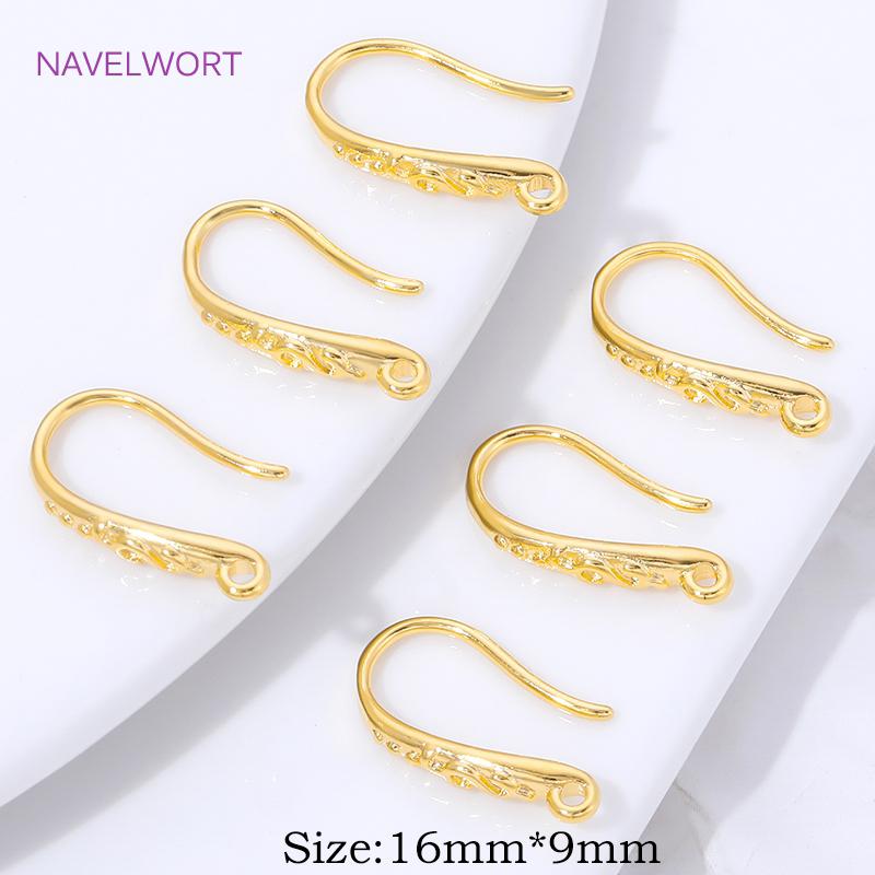 

18K Gold Plated Brass Earring Clasps Earwires Findings,Hooks For Earrings,Accessories For Earrings,DIY Jewelry Making Supplies 2 pieces